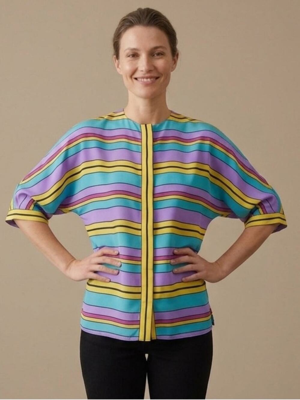 Vintage prophecy Dolman sleeve blouse. Medium multicolor stripes.